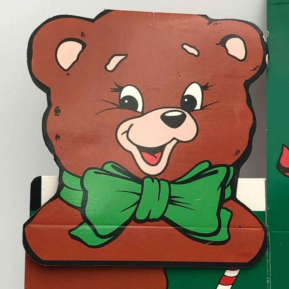 Vintage NOS Holiday Gift Boxes Teddy Bear Cardboard Set Of 4 plus 1 extra